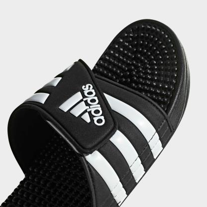 Men's adidas Adissage Slide Sandals - Black/White/Black - Detail shot