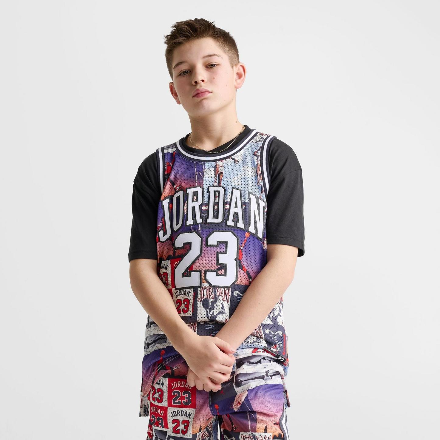 Big Kids' Jordan 23 Printed Jersey - Off Noir/Multi - view 3