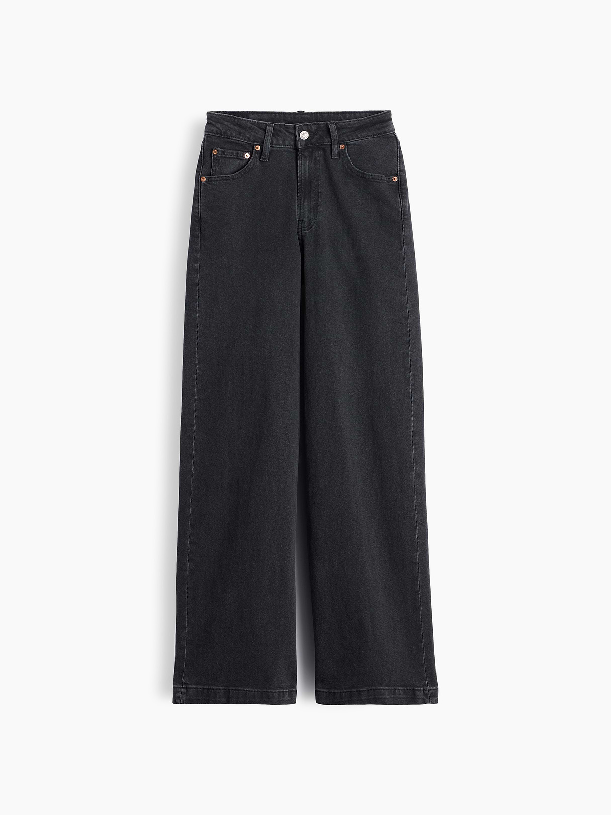 Curvy High Rise Stride Wide-Leg Jeans - Black