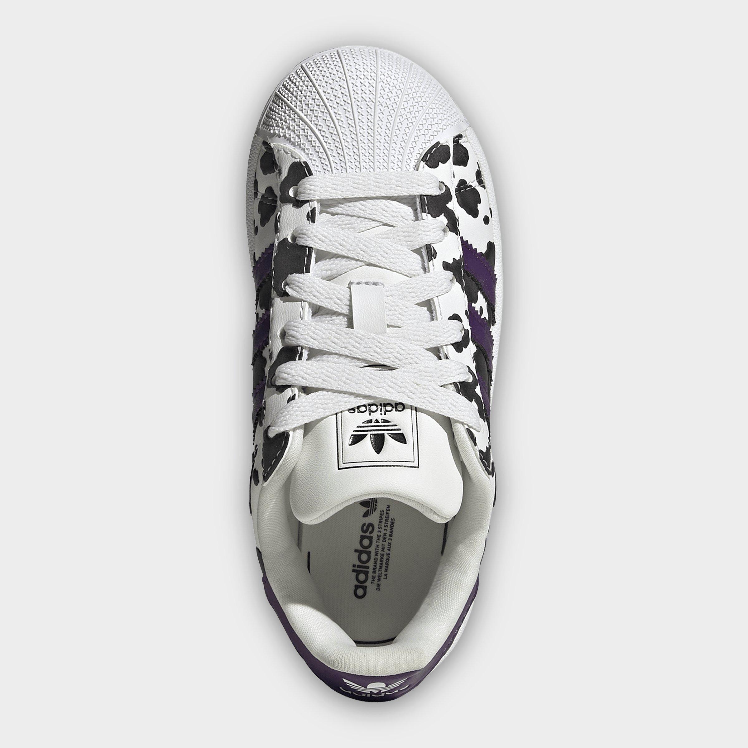 Little Kids' adidas Originals Superstar II Casual Shoes - Crystal White/Violet/Cloud White - Top view