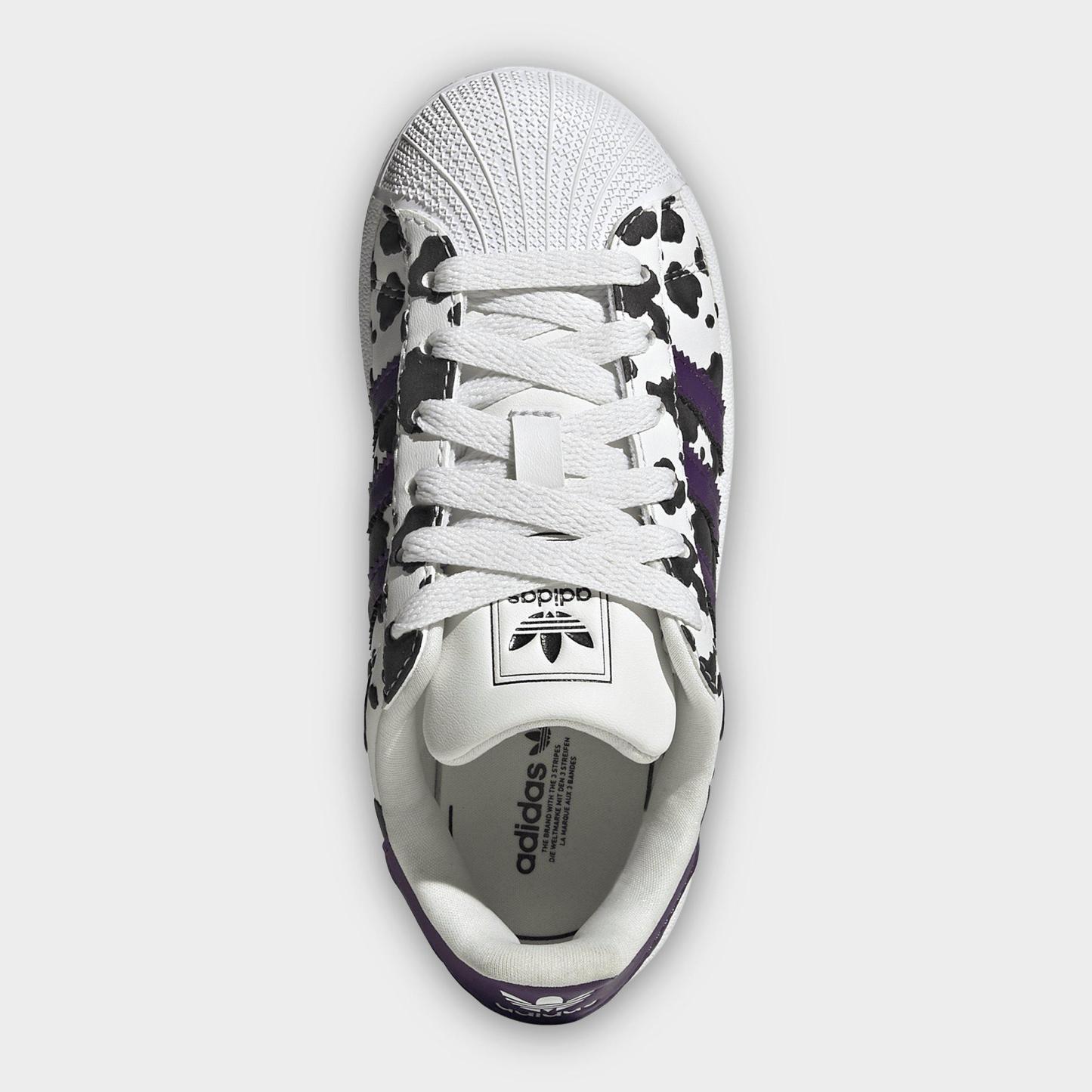Little Kids' adidas Originals Superstar II Casual Shoes - Crystal White/Violet/Cloud White - Top view
