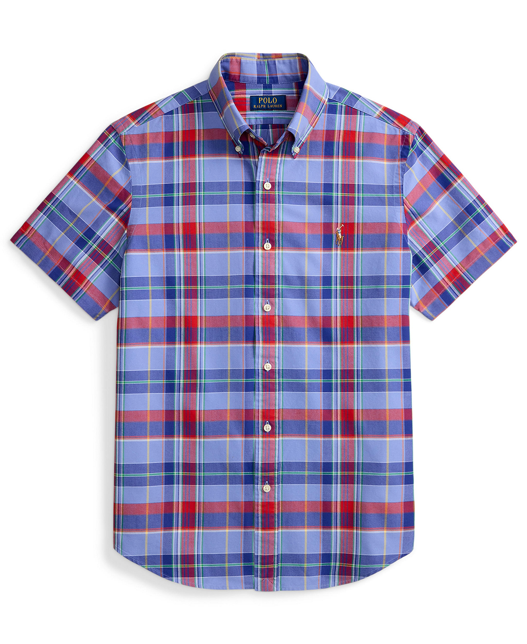 Polo Ralph Lauren Men's Classic-Fit Short-Sleeve Oxford Shirt - Blue Red Multi