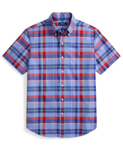 Polo Ralph Lauren Men's Classic-Fit Short-Sleeve Oxford Shirt - Blue Red Multi