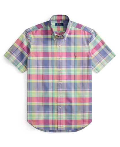 Polo Ralph Lauren Men's Classic-Fit Short-Sleeve Oxford Shirt - Jewel Blue Raspberry Multi