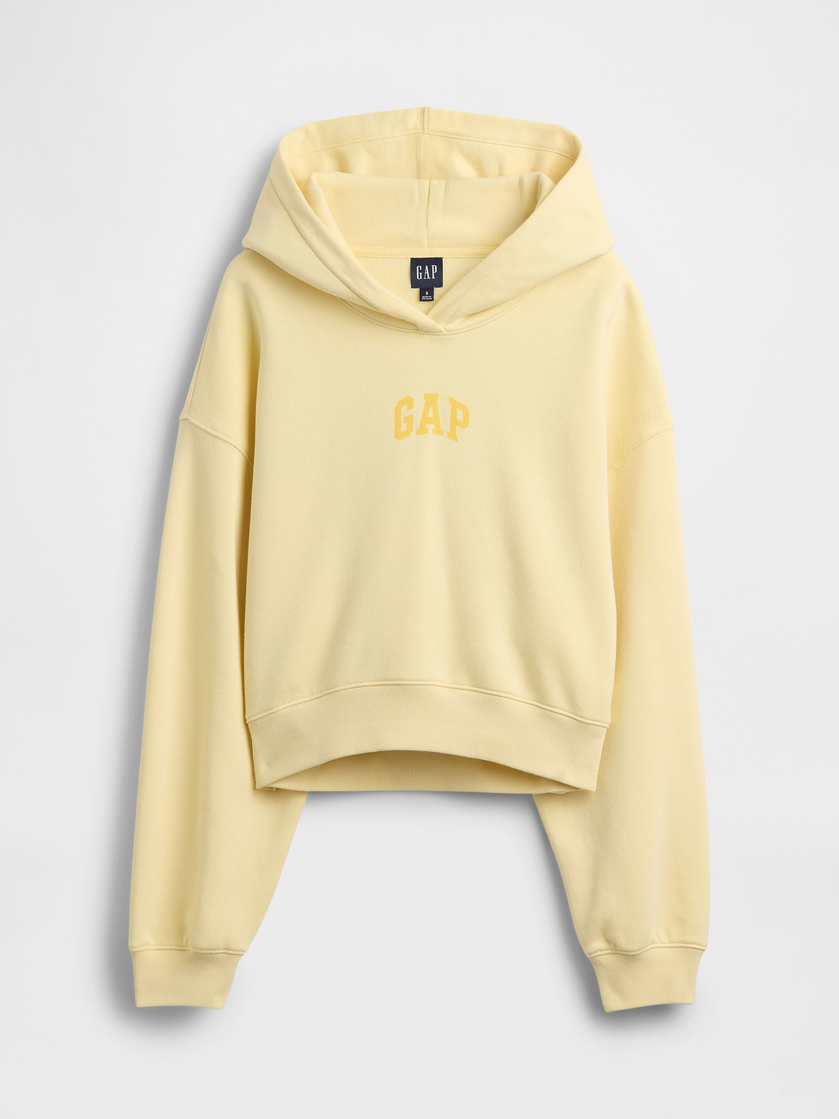 VintageSoft Crop Logo Hoodie - Yellow