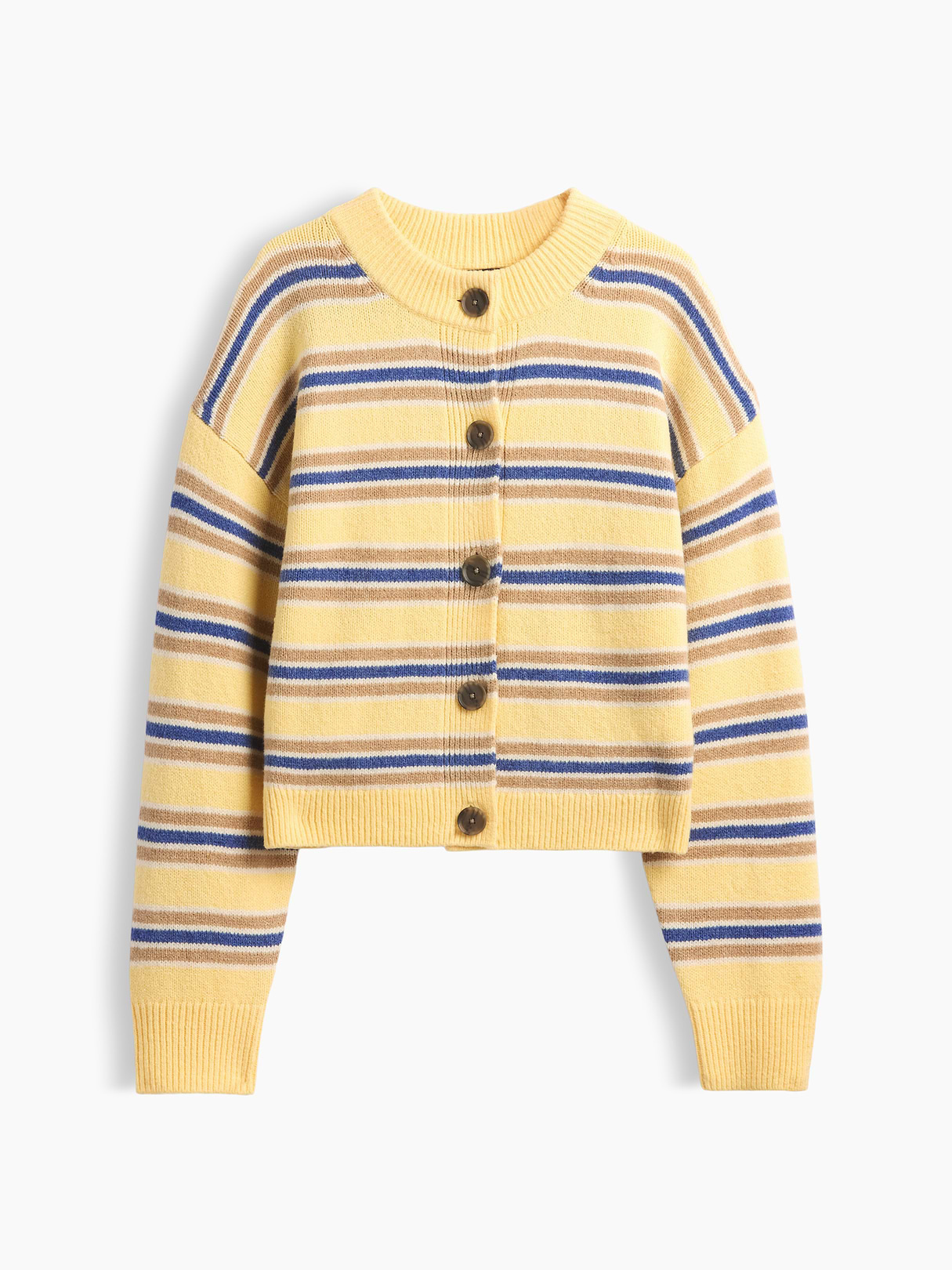 CashSoft Oversized Chunky Cardigan - Yellow & blue stripe