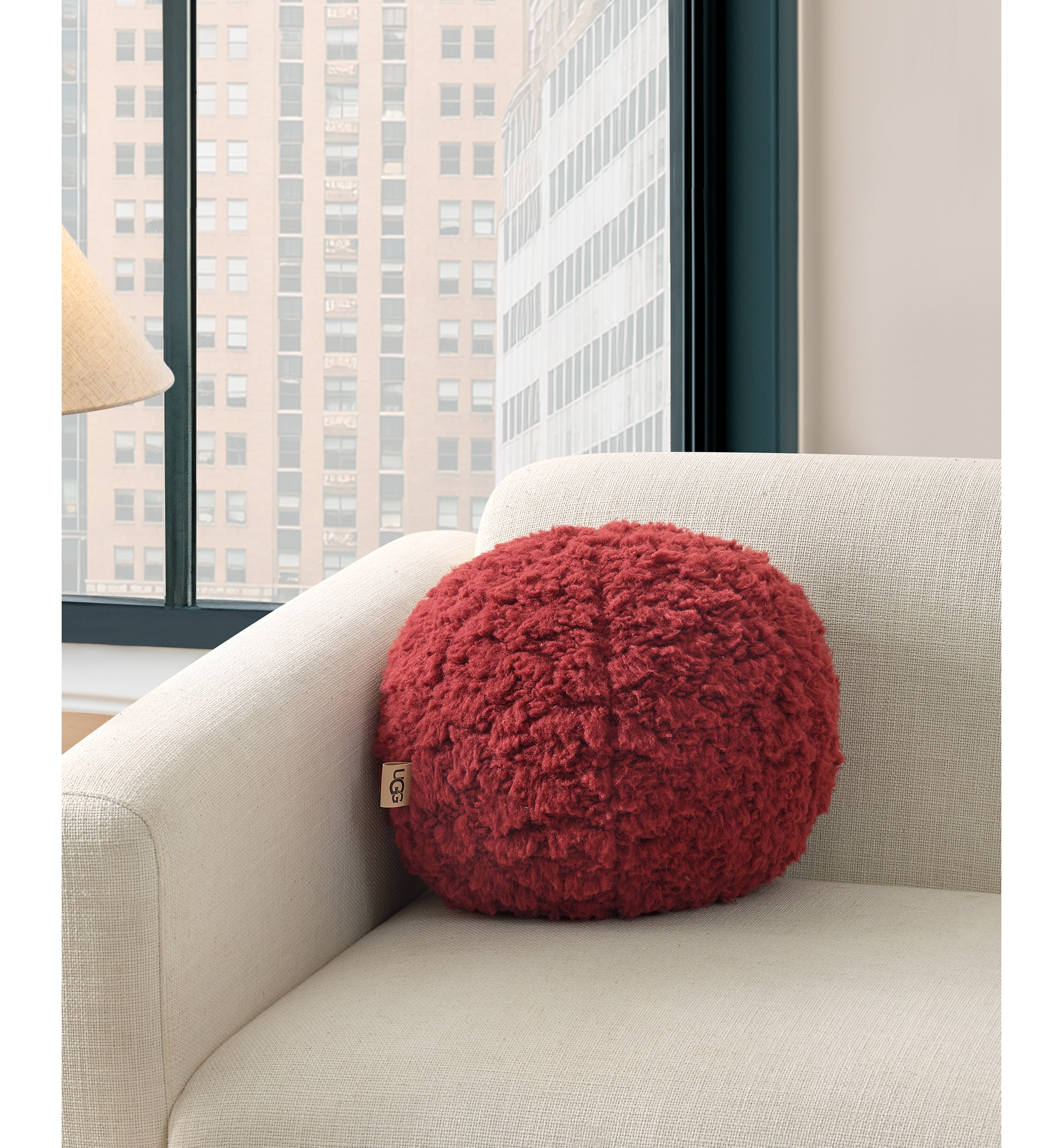 UGG® Shira Round Puff Pillow, 14" x 14" - Coffee Ber