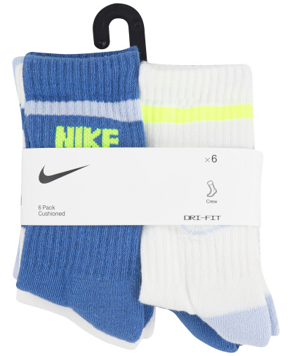 Nike Boys' and Girls' 4-7 Retro Crew Socks, 6-Pack - Star Blue