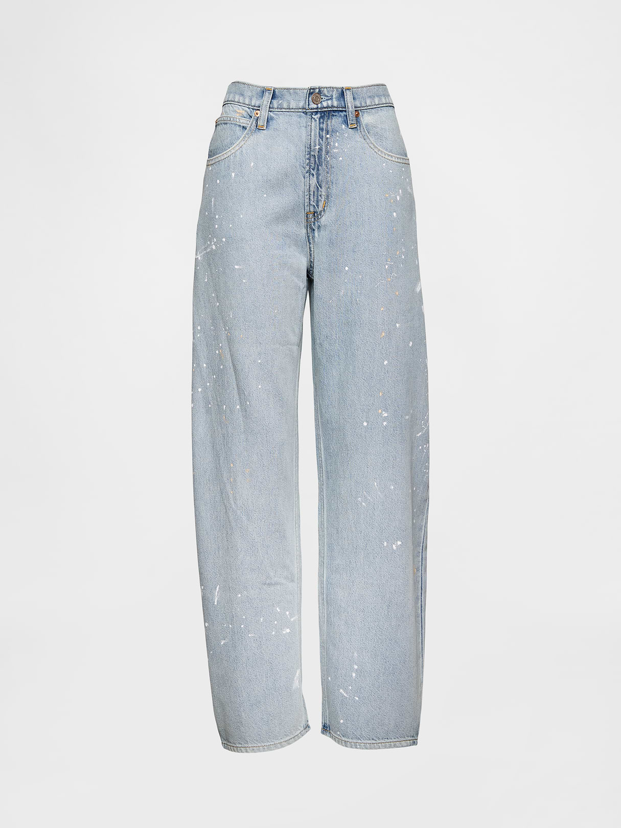 High Rise Barrel Jeans - Splattered light wash