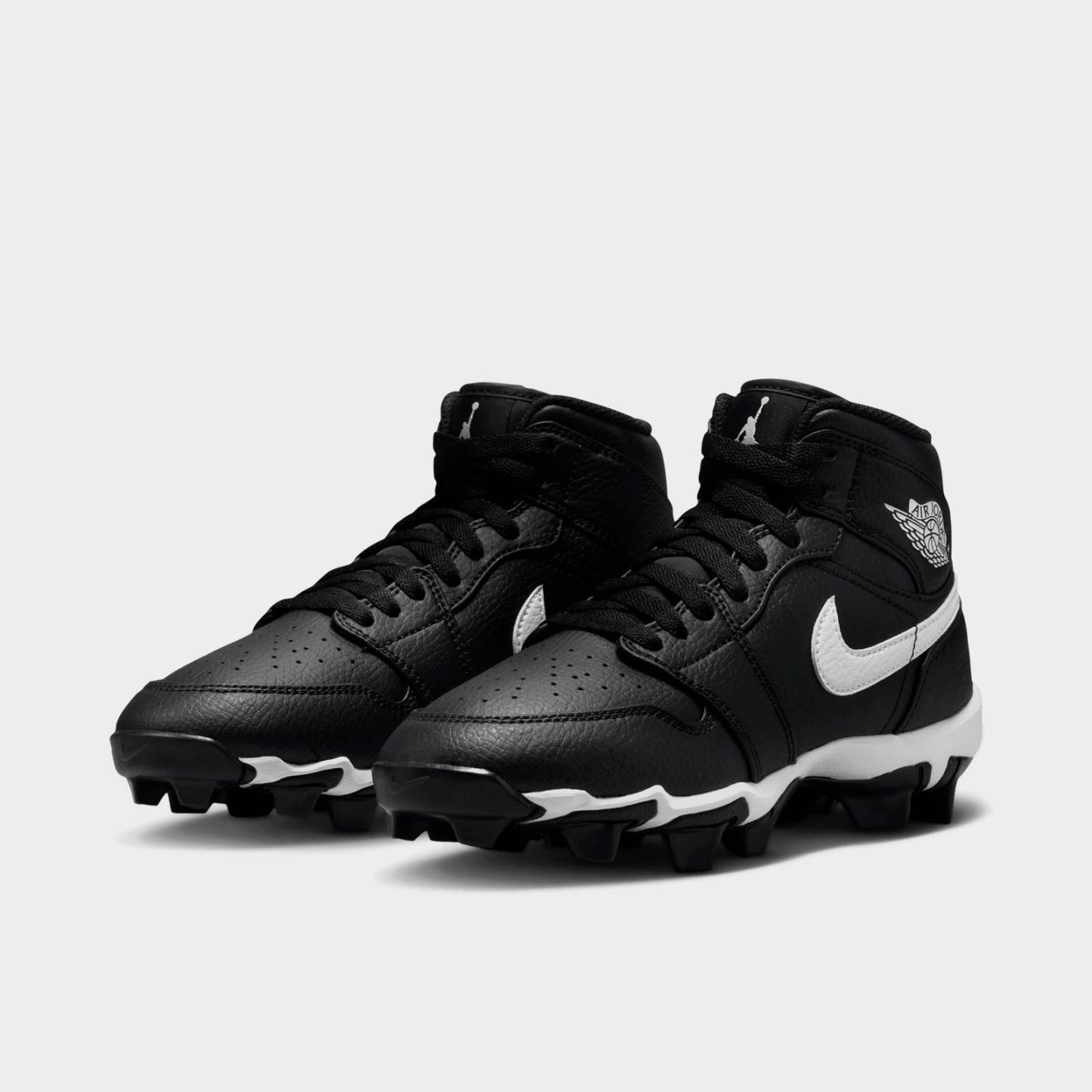 Big Kids' Air Jordan Retro 1 Mid Cleats - Black/White - view 2