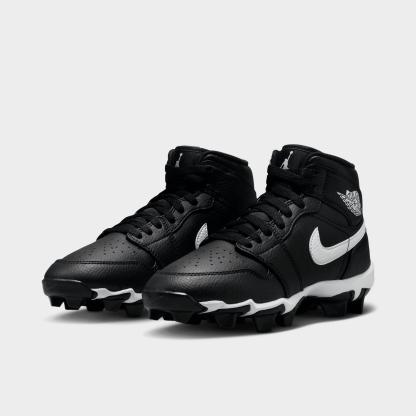 Big Kids' Air Jordan Retro 1 Mid Cleats - Black/White - view 2