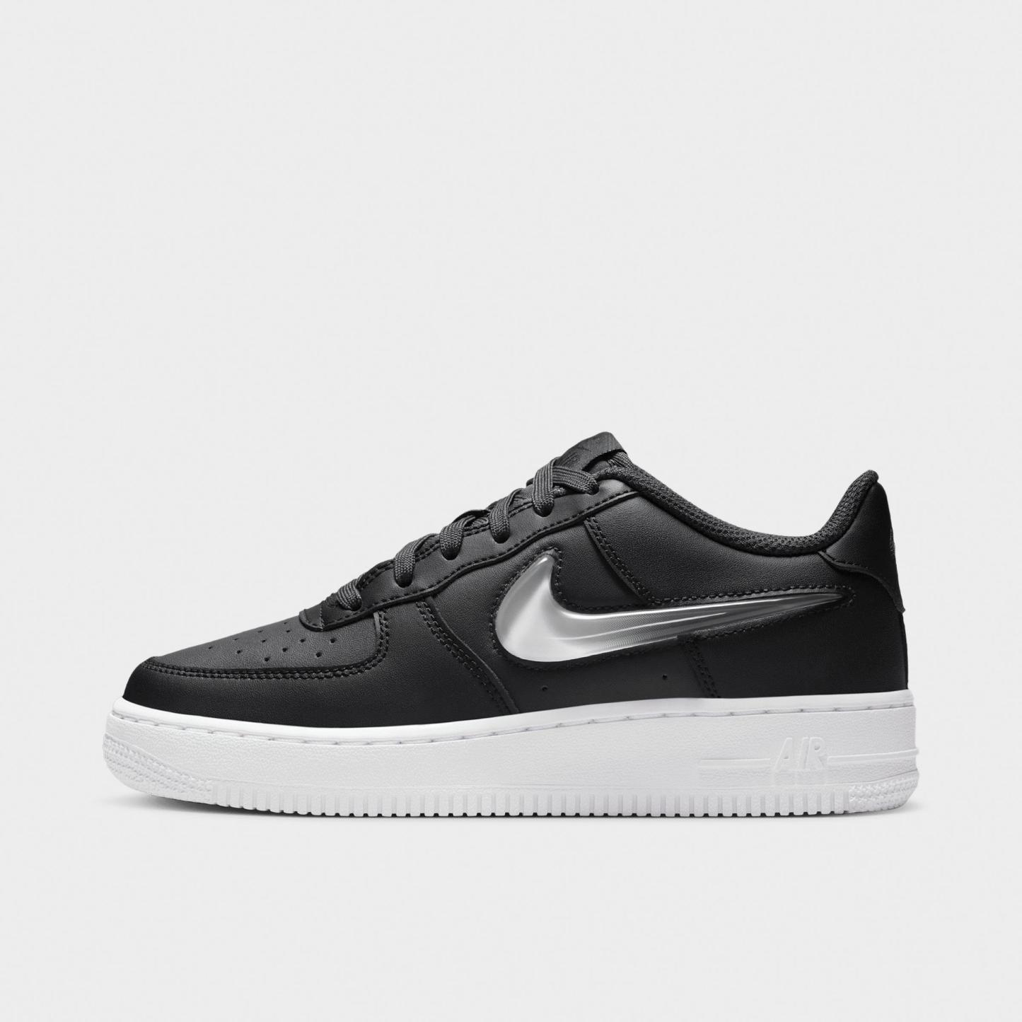 Big Kids' Nithtke Air Force 1 Low Casual Shoes - Dark Smoke Grey/Black/White/Vast Grey - Left shoe facing left. Outside of the shoe.