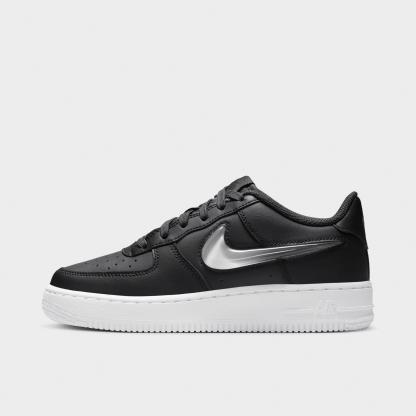 Big Kids' Nithtke Air Force 1 Low Casual Shoes - Dark Smoke Grey/Black/White/Vast Grey - Left shoe facing left. Outside of the shoe.