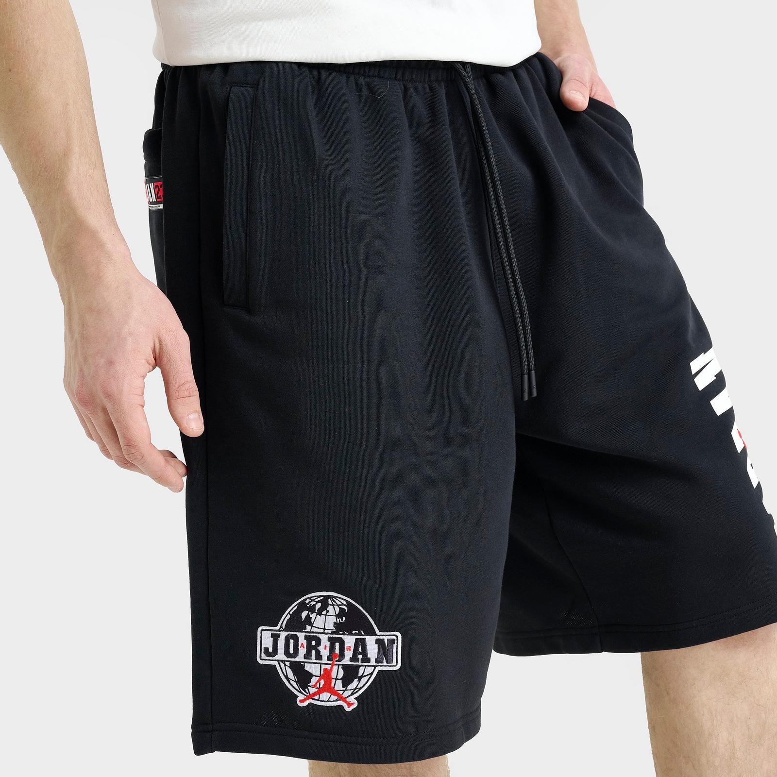 Men's Jordan Brooklyn Varsity Fleece Shorts - Black/Chile Red - view 6