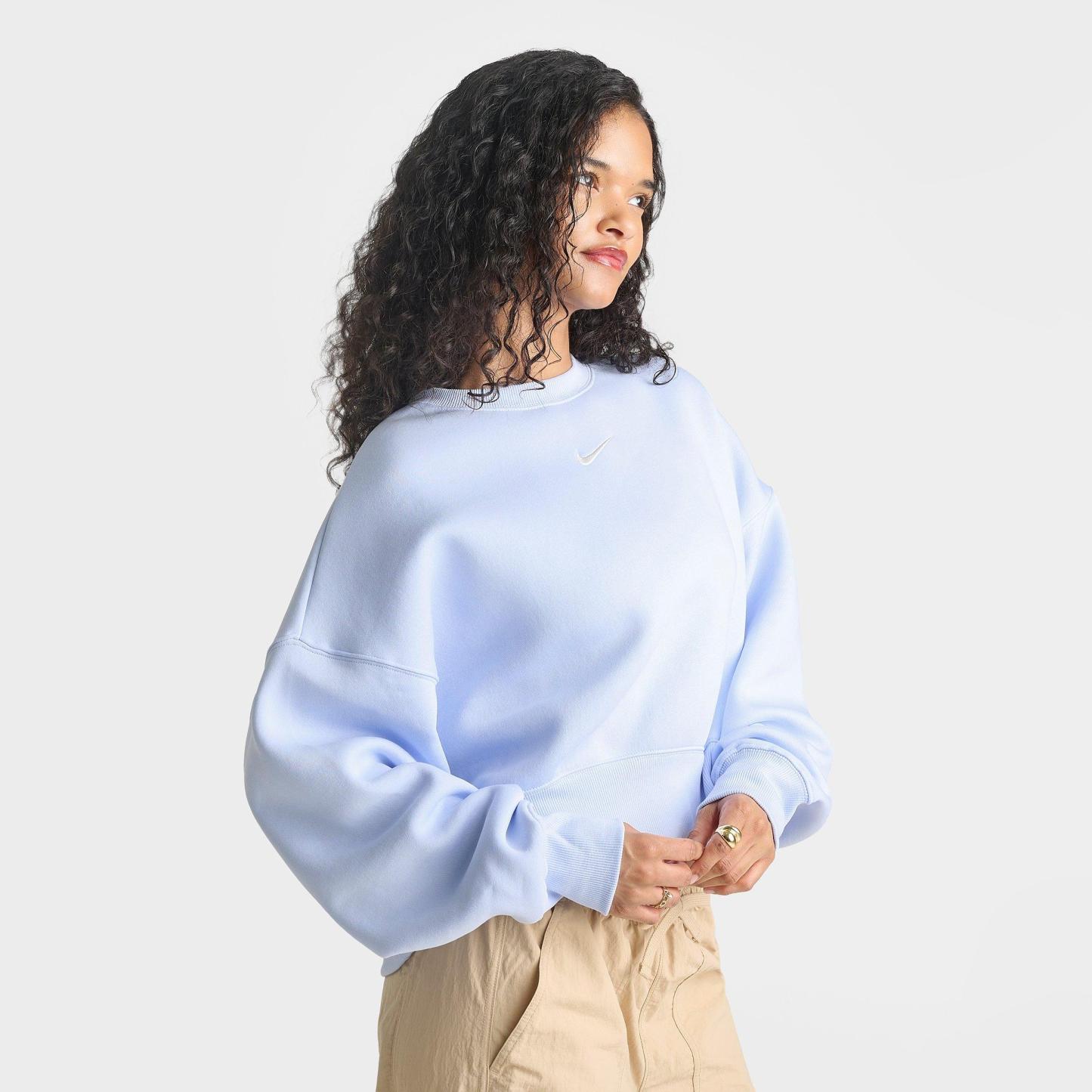 Women's Nithtke Sportswear Phoenix Fleece Over-Oversized Crewneck Sweatshirt - Hydrogen Blue/Sail