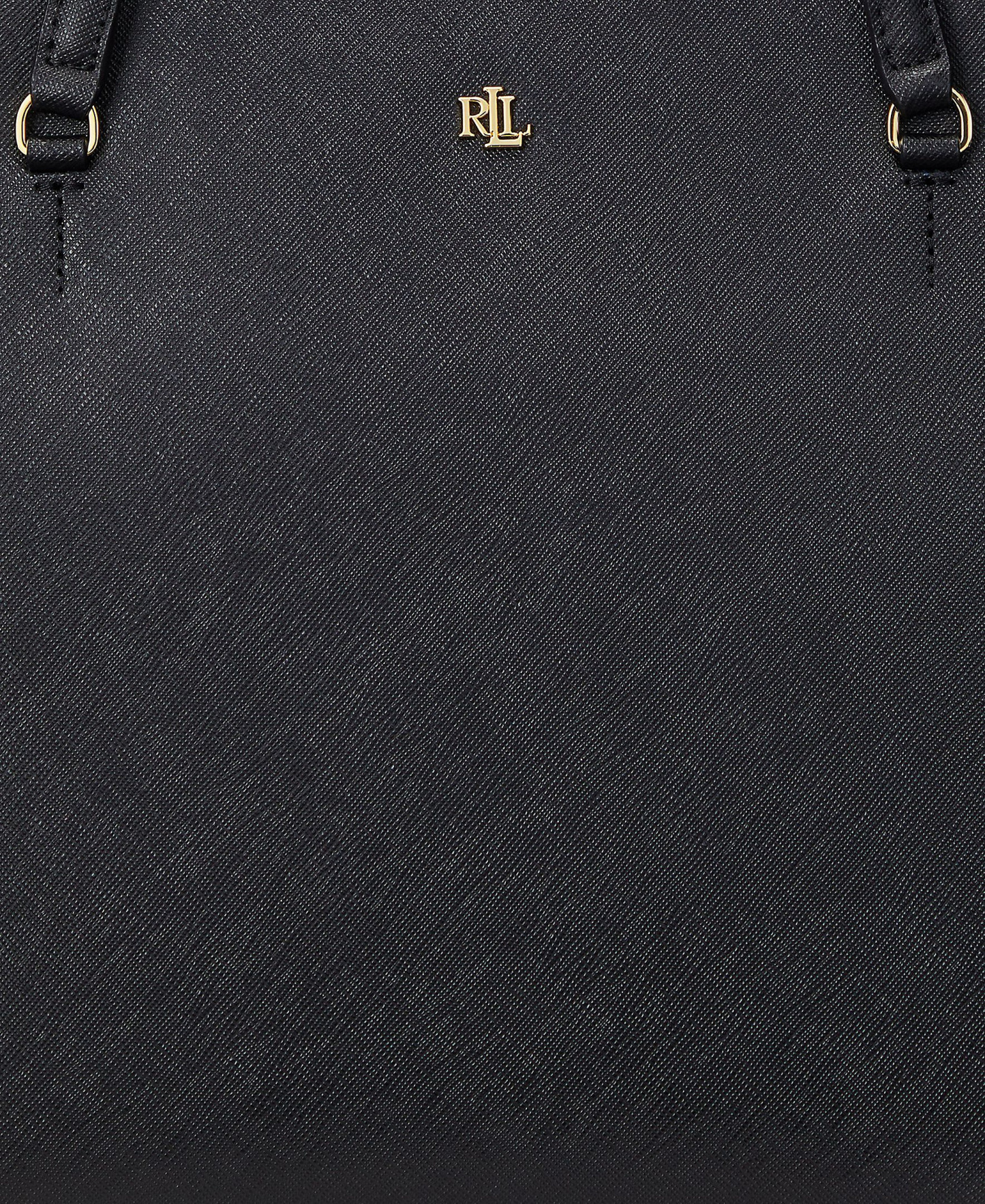 Lauren Ralph Lauren Crosshatch Leather Karly Medium Shopper Tote Handbag - Black