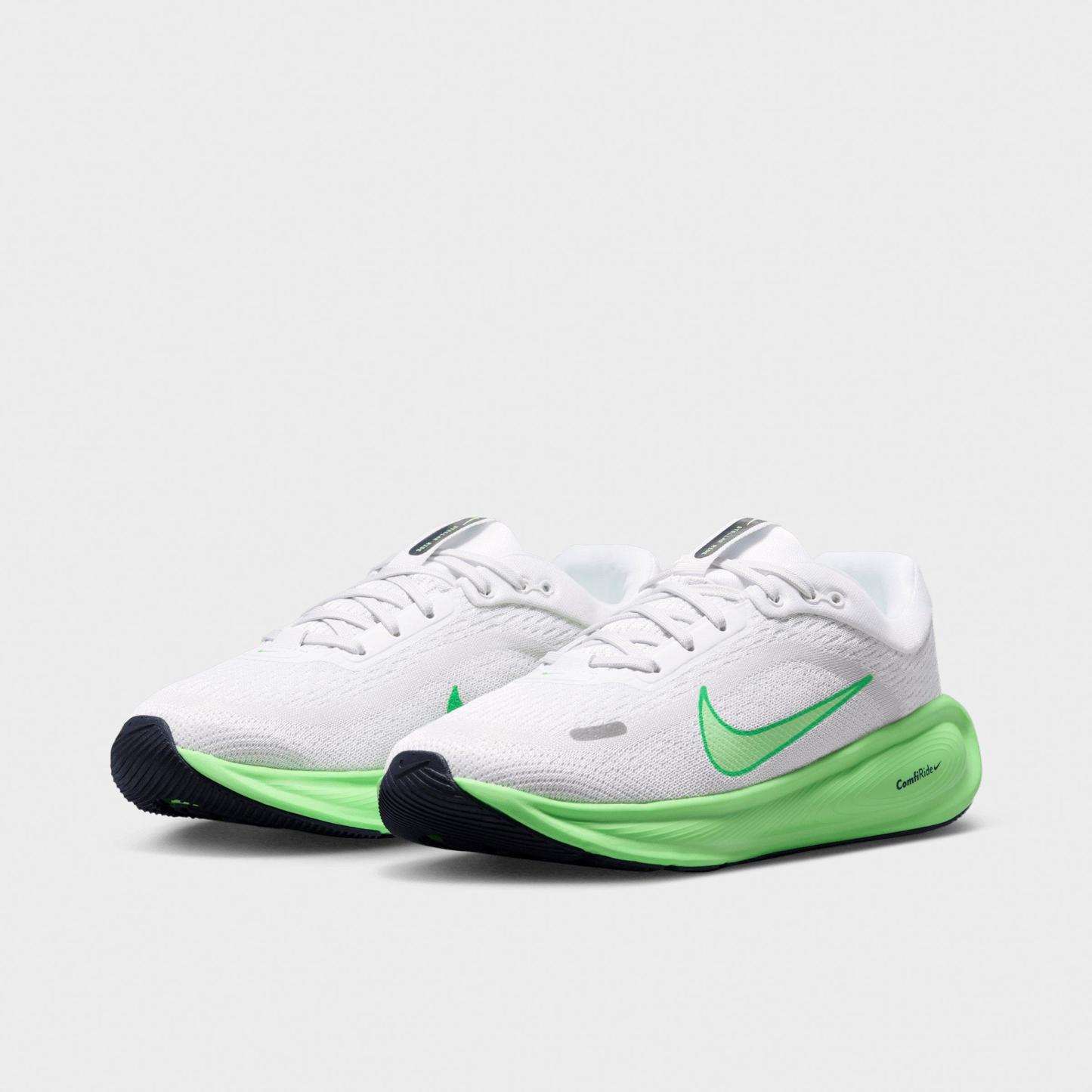 Big Kids' Nithtke Stellar Ride Running Shoes - White/Photon Dust/Green Spark/Illusion Green - Both shoes facing left