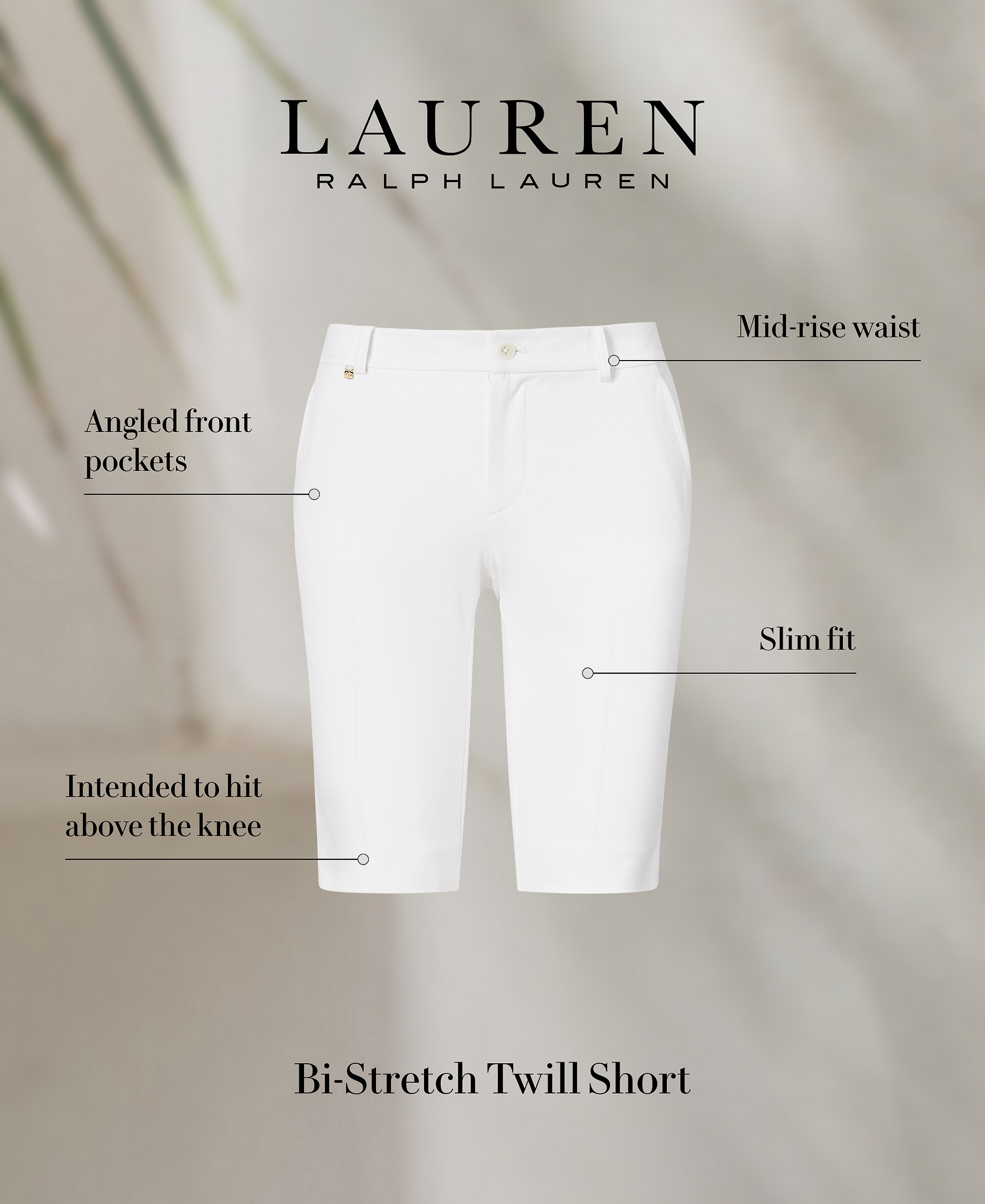 Lauren Ralph Lauren Twill Stretch Bermuda Shorts - White