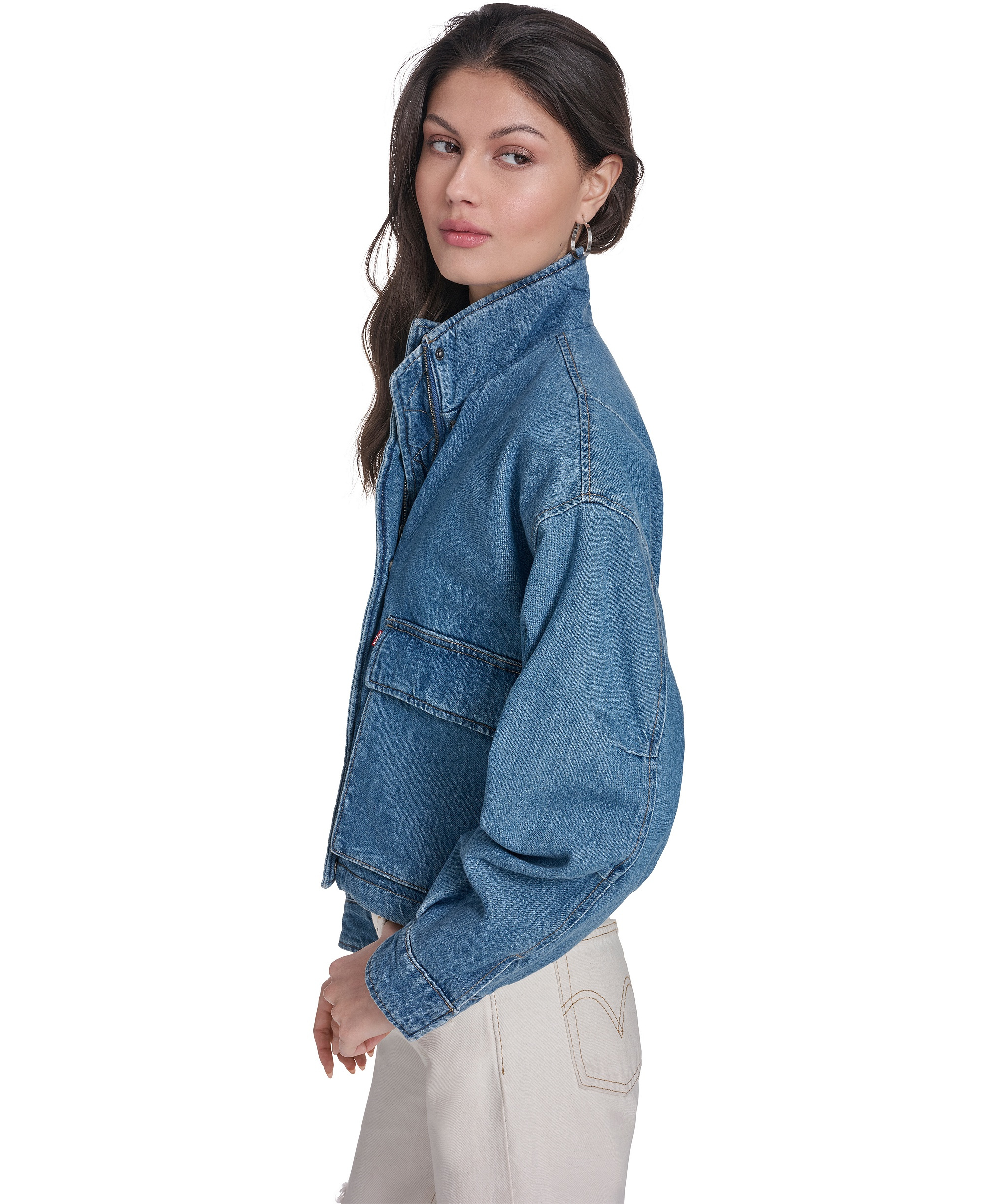 Levi's Women's Cropped Surplus Jacket - Medium Wash Denim