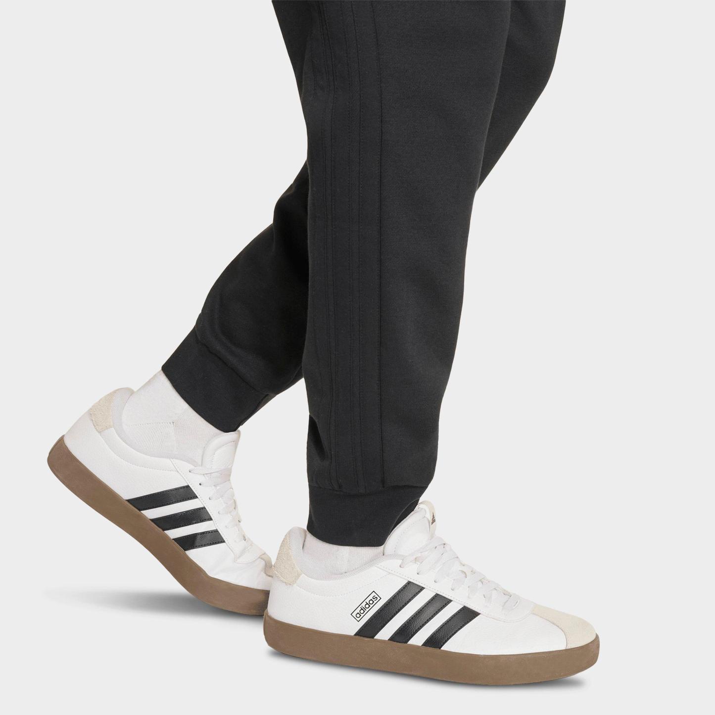 Men's adidas Essentials 3-Stripes Fleece Jogger Pants - Black/Black