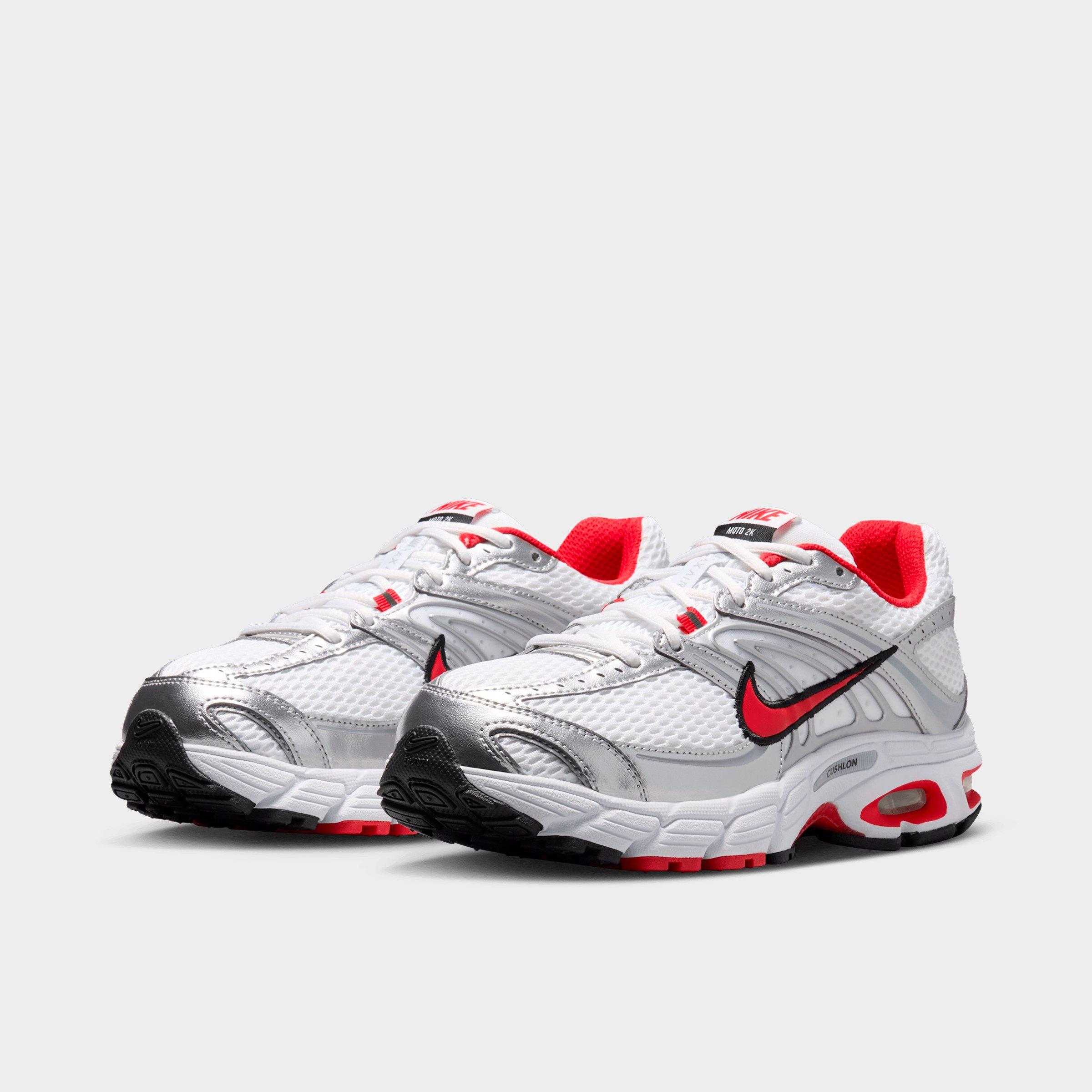 Women's Nithtke Air Max Moto 2K Casual Shoes - Part 3 - White/Metallic Silver/Black/University Red - Both shoes facing left