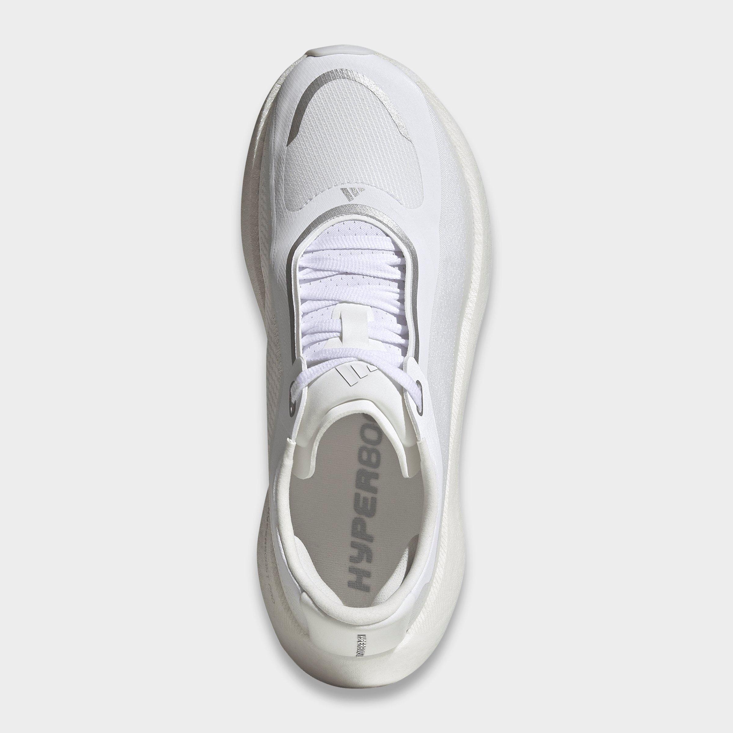 Women's adidas Hyperboost Edge Running Shoes - Part 1 - Cloud White/Silver Metallic/Zero Metallic - Top view