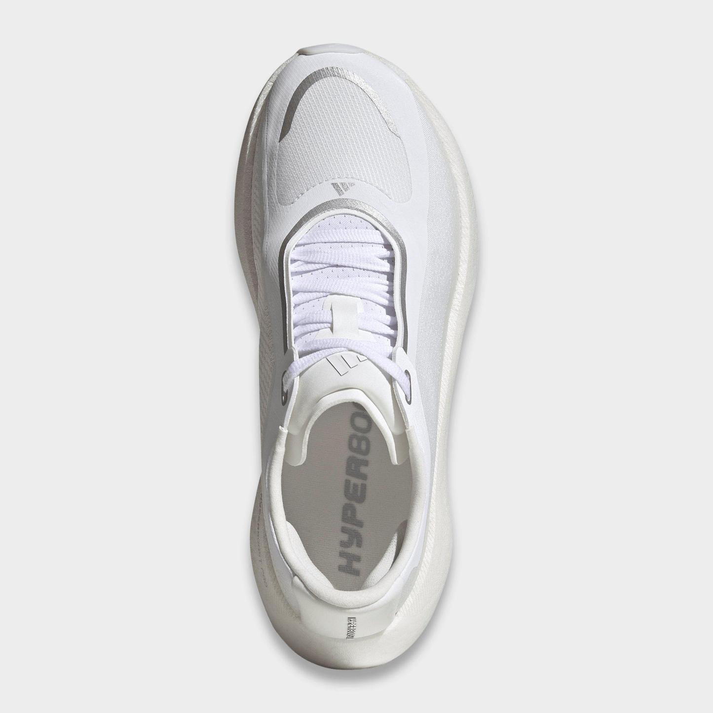 Women's adidas Hyperboost Edge Running Shoes - Part 1 - Cloud White/Silver Metallic/Zero Metallic - Top view