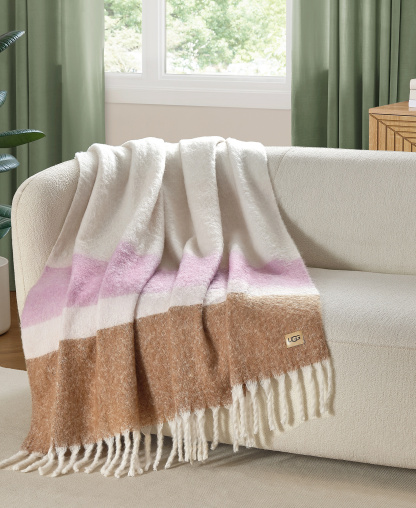 UGG® Simona Faux Mohair Throw, 50" x 70" - Rosetta Stripe