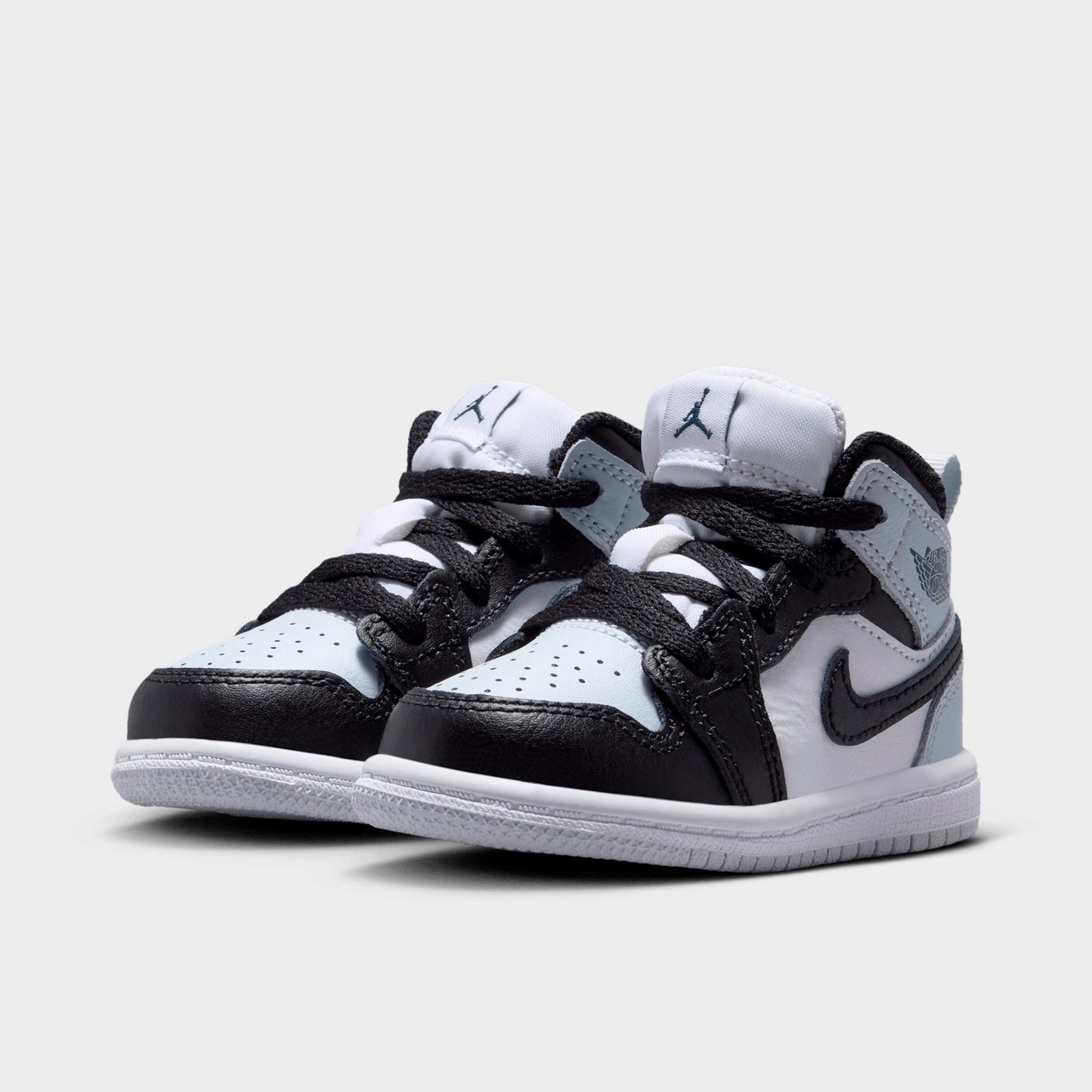 Kids' Toddler Air Jordan Retro 1 Mid Casual Shoes - Black/Aura/Squadron Blue/Black - view 2
