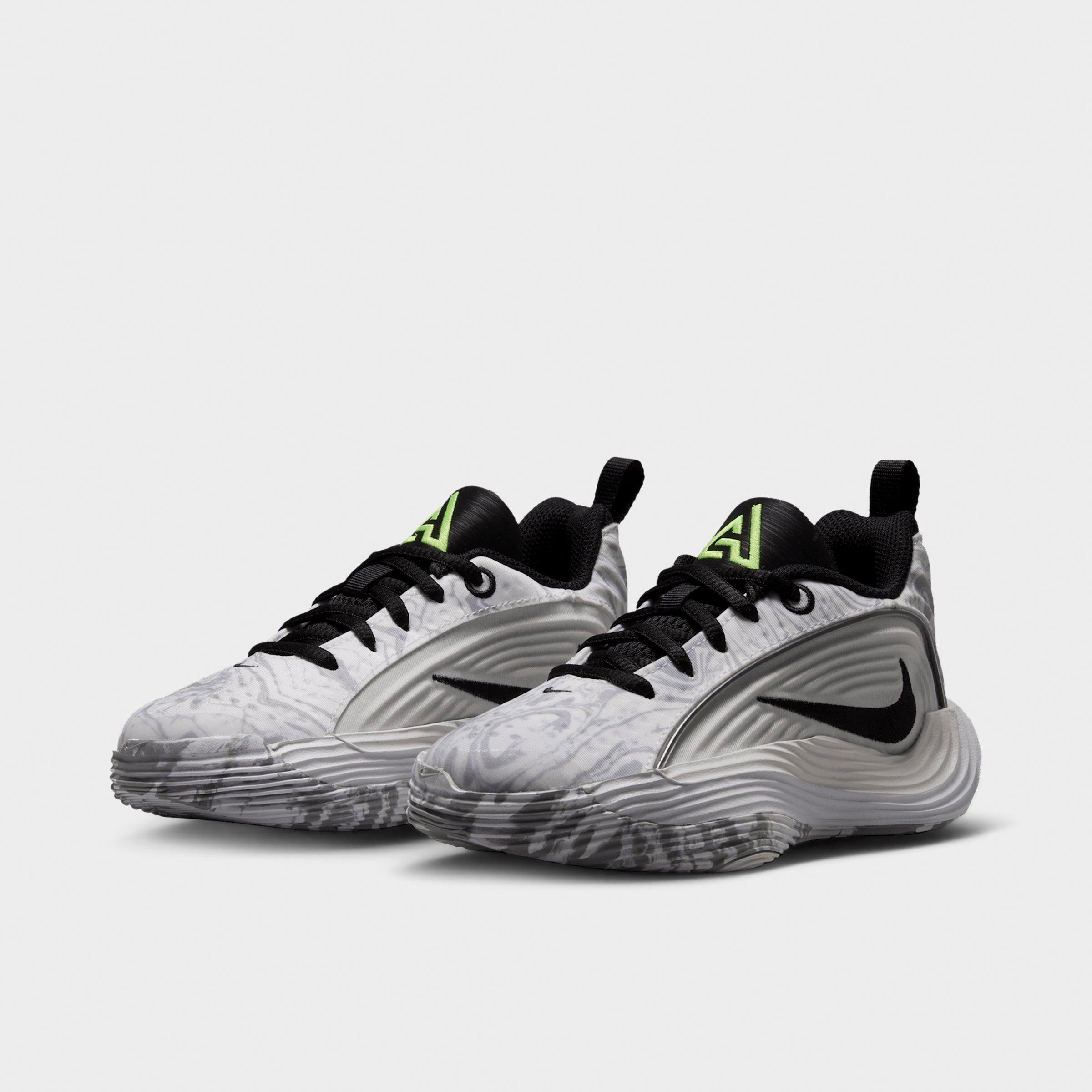 Little Kids' Nithtke Giannis Immortality 5 Basketball Shoes - White/Off White/Light Smoke Grey/Metallic Silver - Both shoes facing left