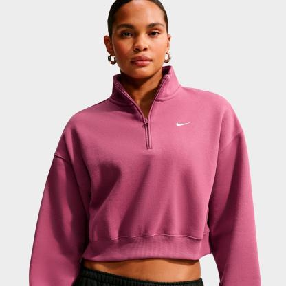 Women's Nithtke Studio Fleece Medium-Weight Oversized Cropped Quarter-Zip Jacket - Pink Smoke/Sail