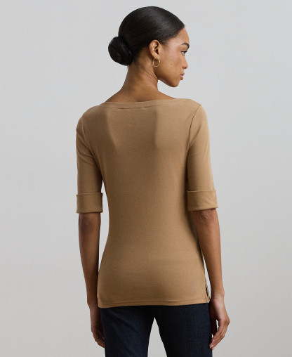 Lauren Ralph Lauren Stretch Boatneck Top - Classic Camel