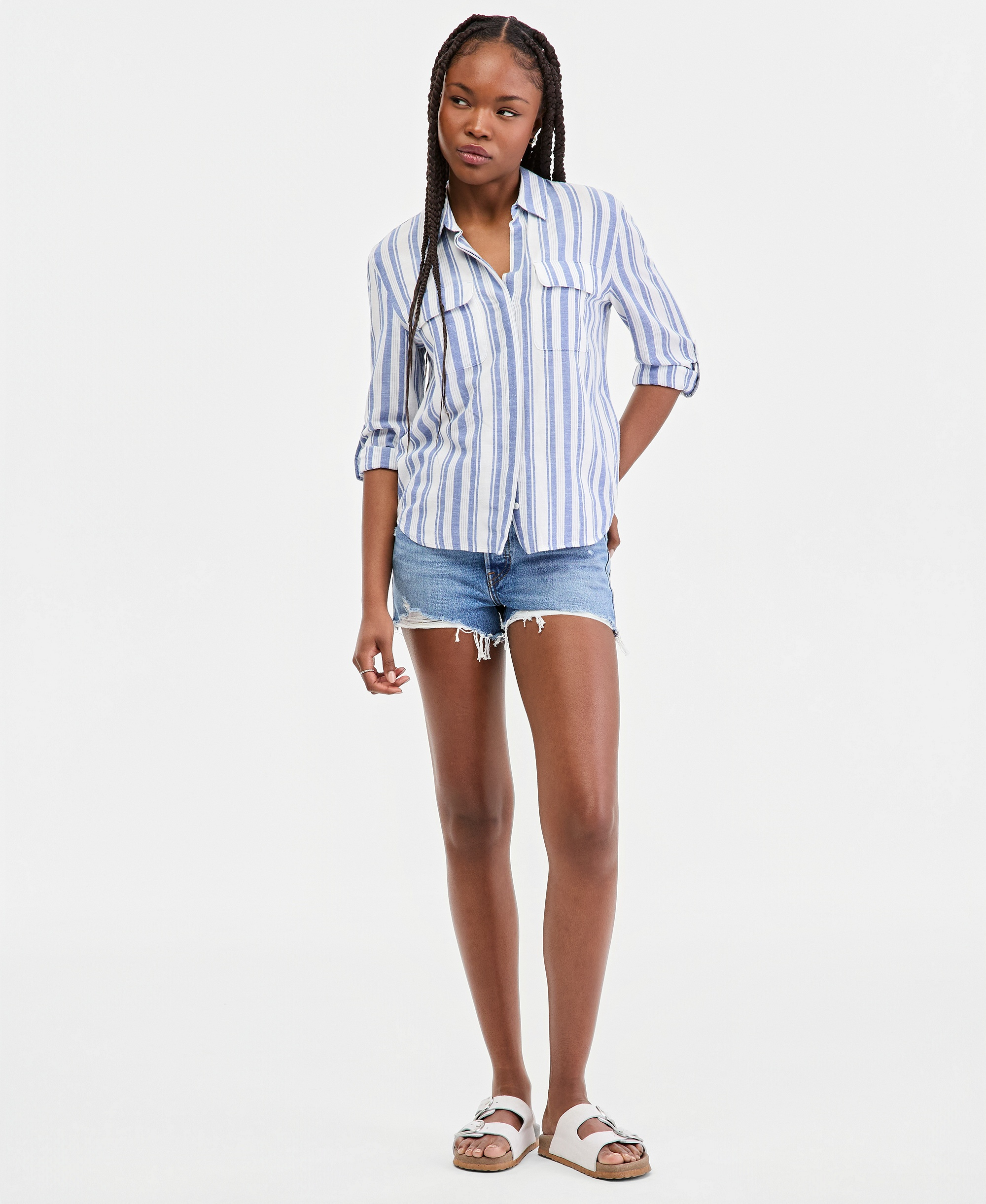 Levi's Premium Women's Elaine Utility Shirt - Bold Stripe Blue