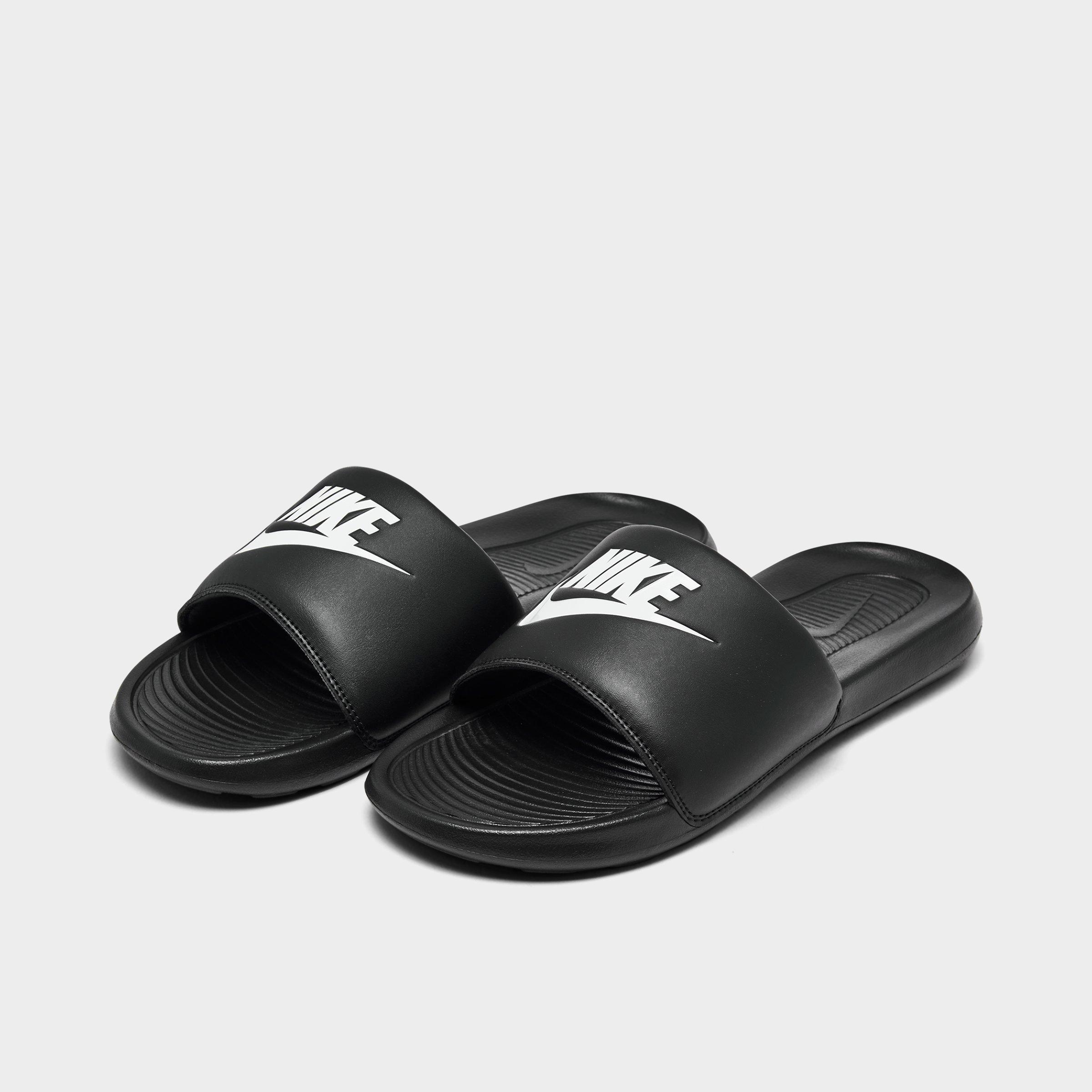 Men's Nithtke Victori One Slide Sandals - Black/Black/White - Both shoes facing left