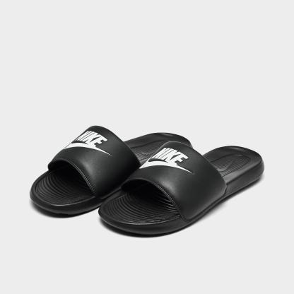 Men's Nithtke Victori One Slide Sandals - Black/Black/White - Both shoes facing left
