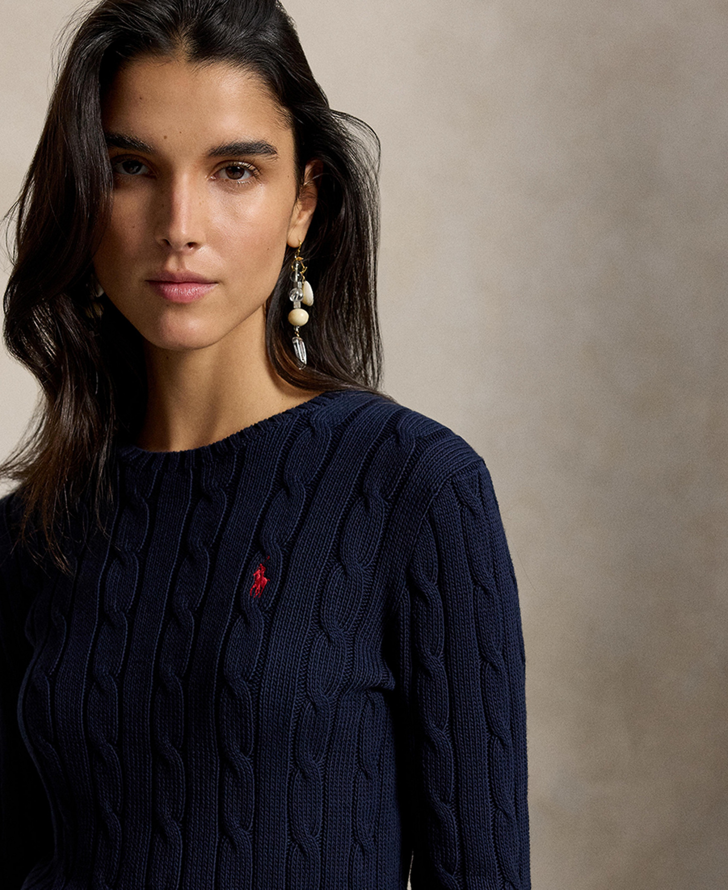 Polo Ralph Lauren Women's Cable-Knit Cotton Crewneck Sweater - Hunter Navy