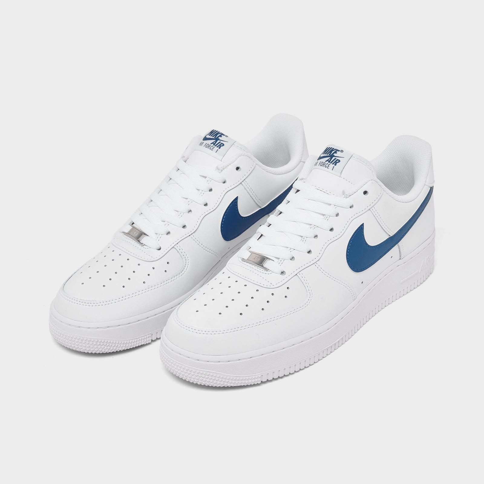 Men's Nike Air Force 1 '07 Low Casual Shoes - White/White/Court Blue