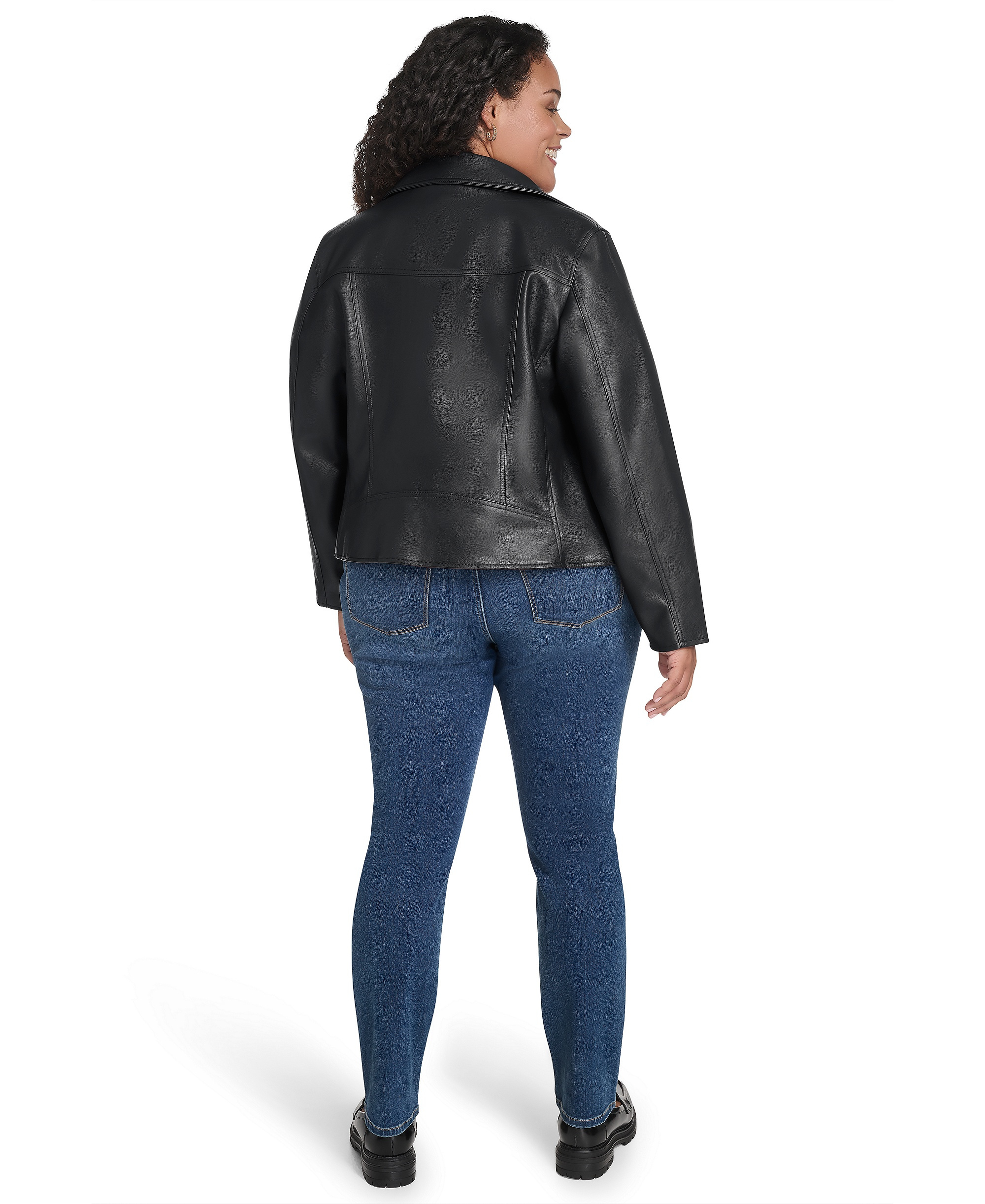 Levi's Women's Faux-Leather Asymmetric-Zip Moto Jacket - Black