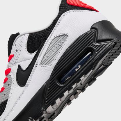 Men's Nithtke Air Max 90 Casual Shoes - Part 1 - White/Black/Bright Crimson/Light Smoke Grey - Detail shot