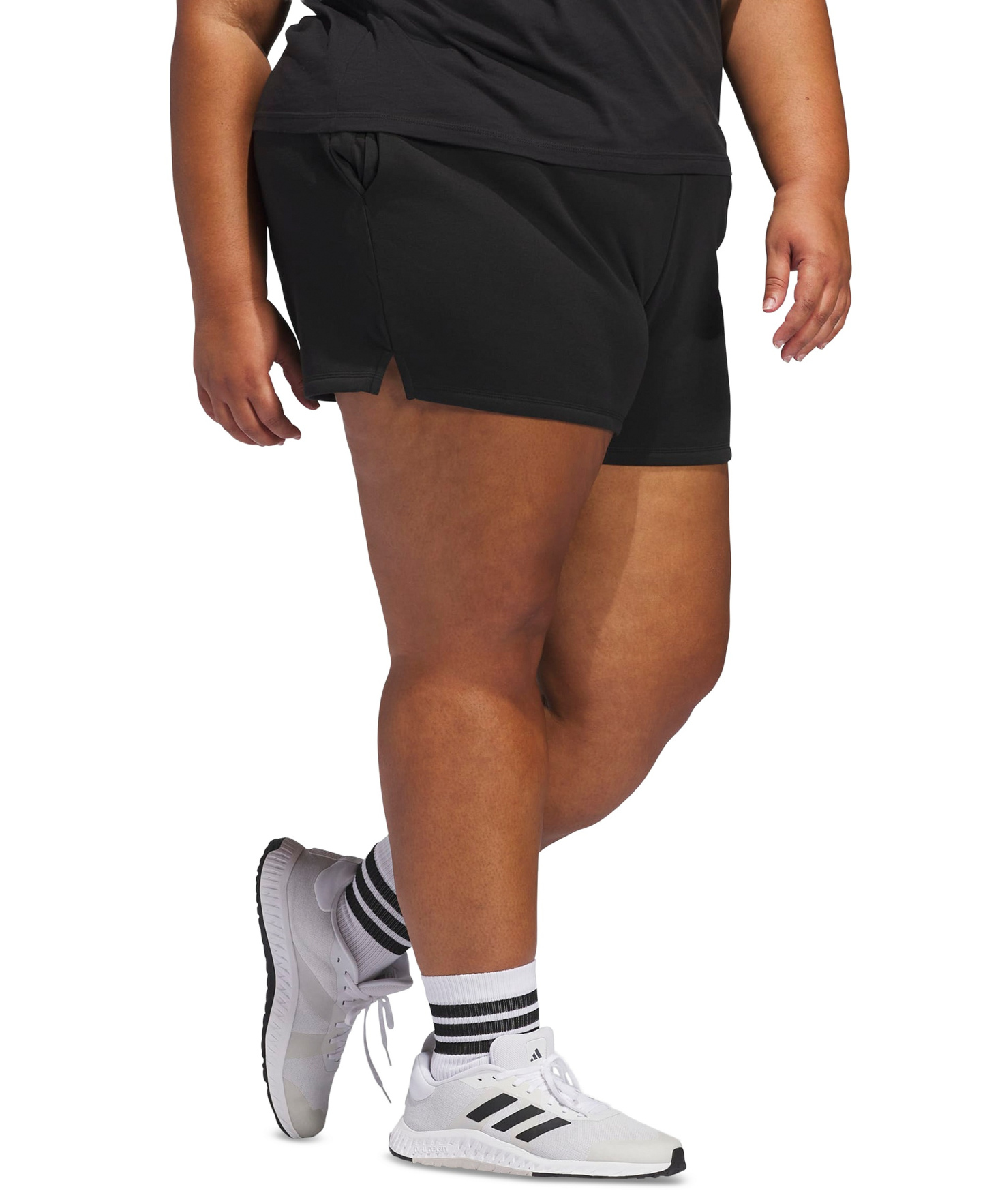 adidas Plus Size Essentials Small Logo Shorts - Black/white