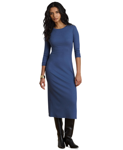 Lauren Ralph Lauren Women's Slim-Fit Crewneck Midi Dress - Inky Blue