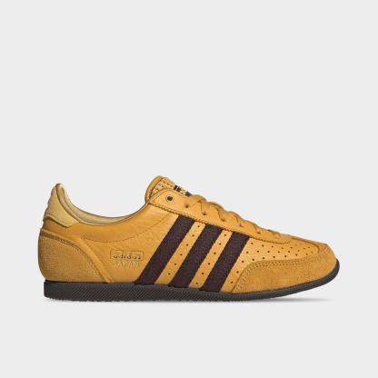 Women's adidas Originals Japan Casual Shoes - Part 1 - Preloved Yellow/Aurora Coffee/Gold Metallic - Left shoe facing left. Outside of the shoe.
