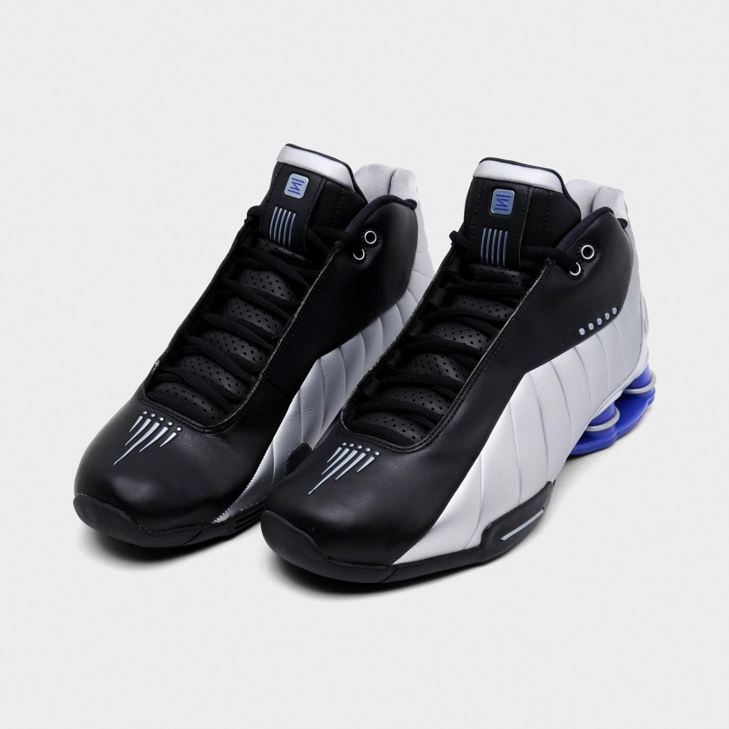 Men's Nithtke Shox BB4 Basketball Shoes - Black/Lapis/Metallic Silver - Both shoes facing left