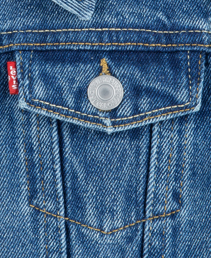 Levi's Big Girls Stylish Collared Denim Trucker Jacket - Med Blue