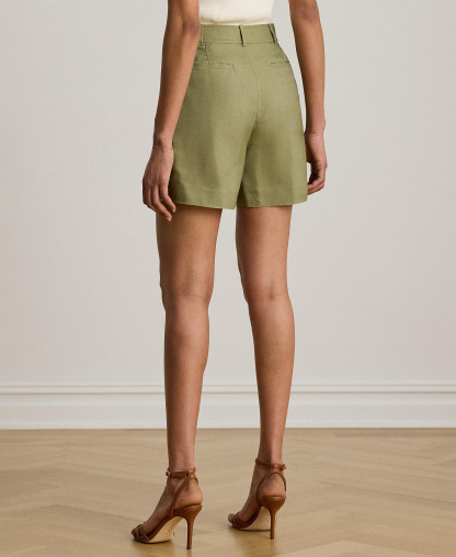 Lauren Ralph Lauren Women's High-Rise Pleated Twill Shorts - Light Agave