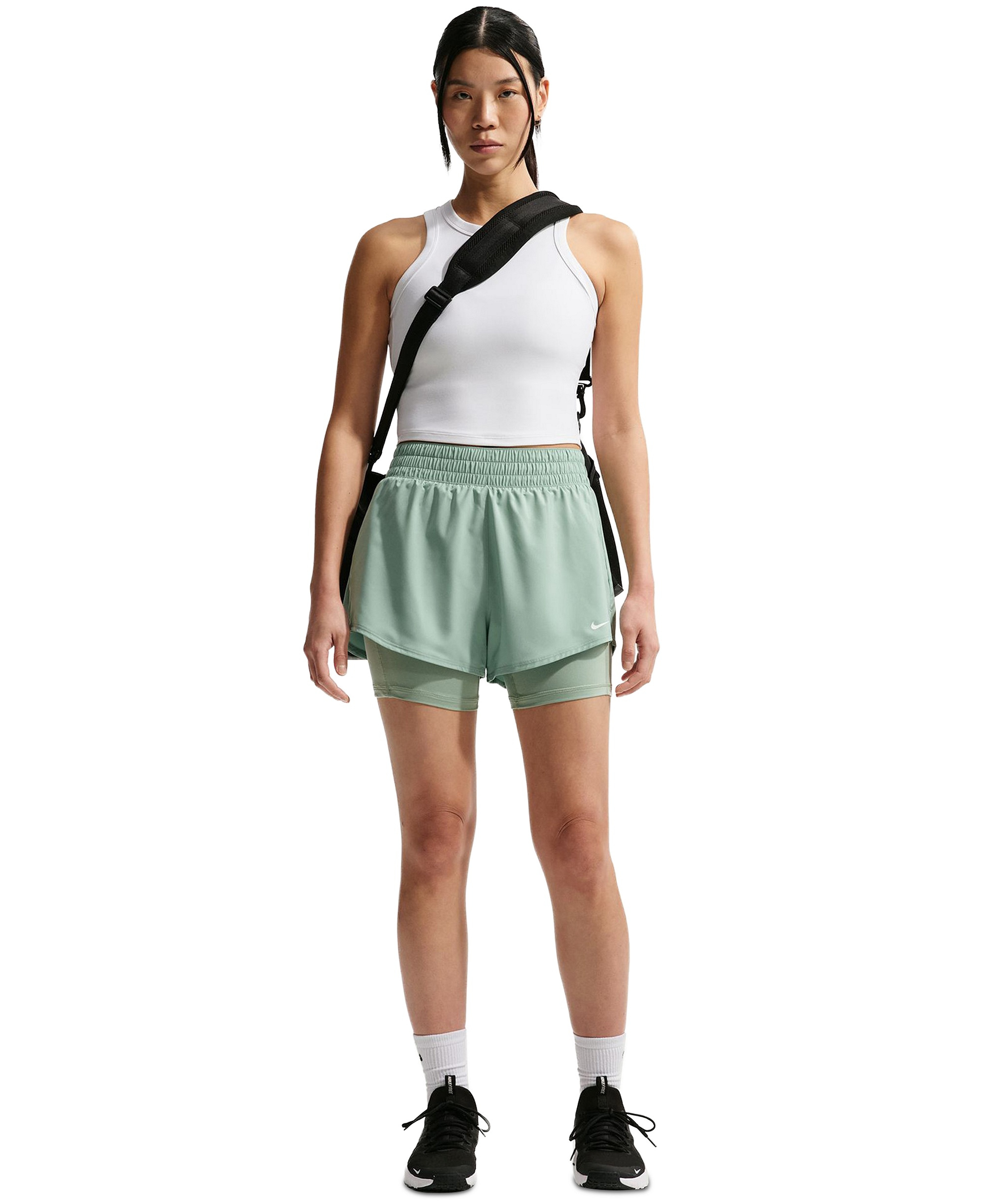 Nike Women's One Dri-Fit High-Waist 2-in-1 Shorts - Steam/white
