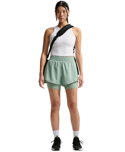 Nike Women's One Dri-Fit High-Waist 2-in-1 Shorts - Steam/white