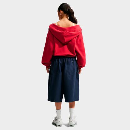 Women's Nithtke Studio Fleece Medium-Weight Oversized Cropped Full-Zip Hoodie - Tough Red/Sail