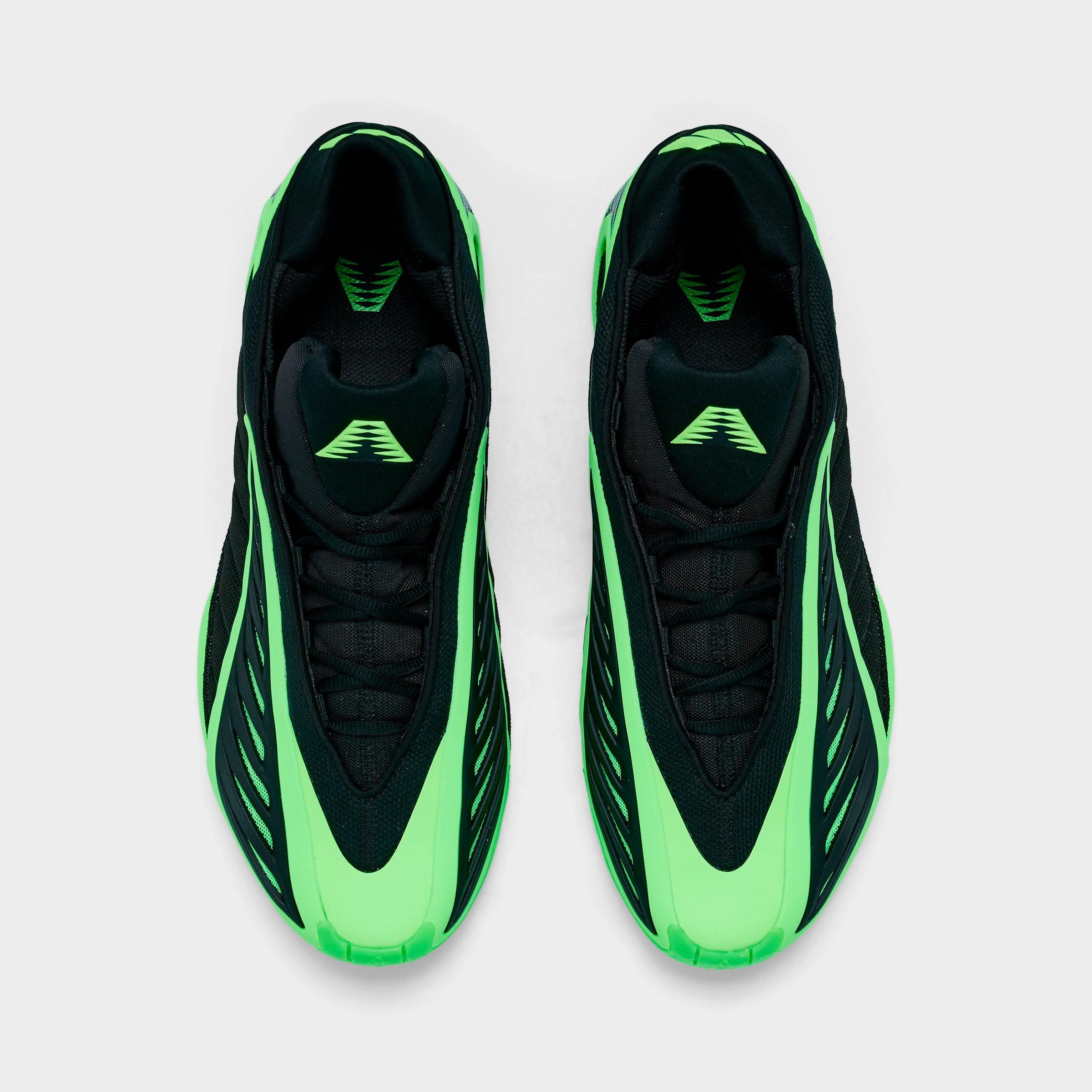 Men's adidas Anthony Edwards 2 Basketball Shoes - Core Black/Lime Burst/Core Black - Top view