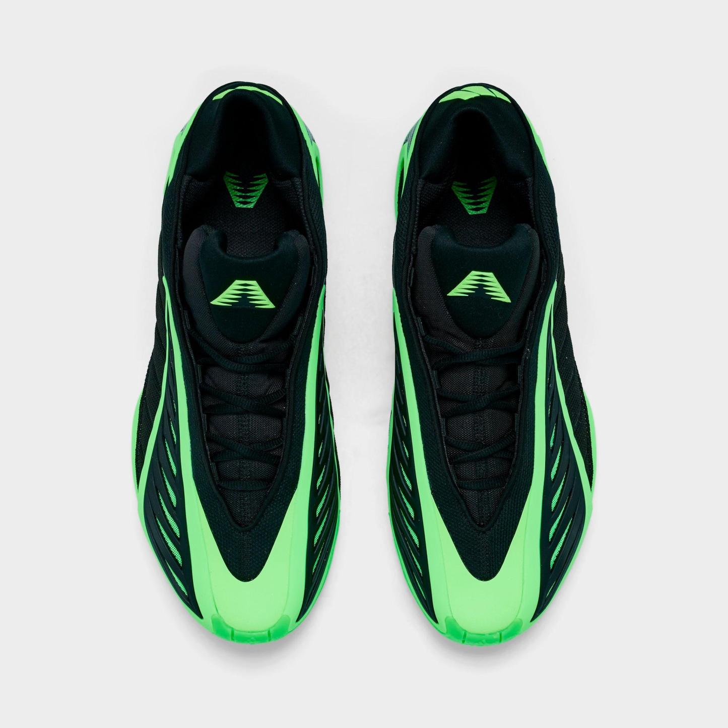 Men's adidas Anthony Edwards 2 Basketball Shoes - Core Black/Lime Burst/Core Black - Top view